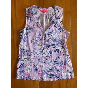 Lilly Pulitzer Shirt Womens Small Lilac Trunks in The Air Tank Blouse Boho Indie